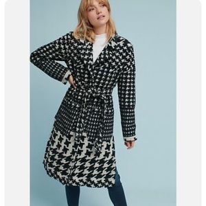 Anthropologie Ett Twa Houndstooth Wool Blend Coat Size XL
